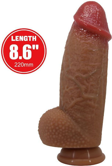 Pretty Love Achille Glass Dildo with Balls and Suction Cup Brown 22cm