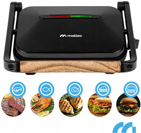 MalTec Sandwichmaker Grill mit Keramikplatten 1500W Schwarz