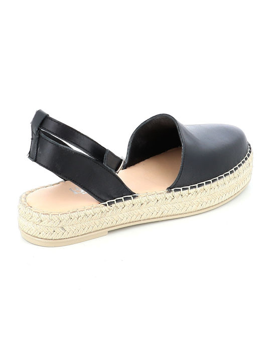 Lederne Damen Espadrilles in Schwarz Farbe