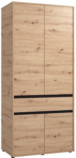 Corbett Δίφυλλη Ντουλάπα Artisan Oak/μαυρο Ματ 93x55x211cm