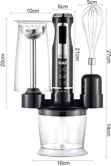 Raf Raf Handmixer mit Inox-Stab 1600W Schwarze
