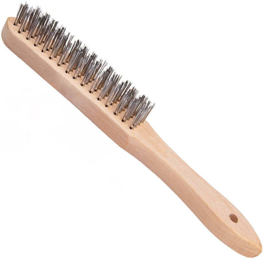 Wire Brush Rust Removal Wooden Handle 4 Rows Wire Bristles Geko G00734