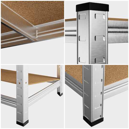 Monzana Raft Dexion Galvanizat 90x40x160 cm Cu 4 Rafturi Rezistență Totală 700 kg
