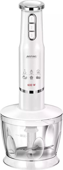 MPM Ръчен Блендер с Аноскидова Пръчка 600W Бял