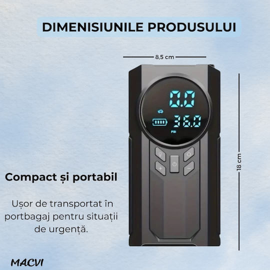 Macvi 4 In 1 Inflatable Pump Car Tires Portable Electric Compressor Jump Starter Emergency Battery Multifunctional