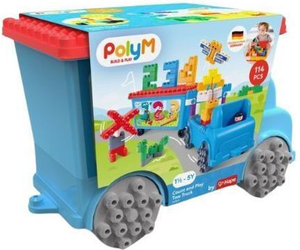 Hape Блокчета PolyM Count And Play With The Tow Truck за 1,5-5 години години 114бр