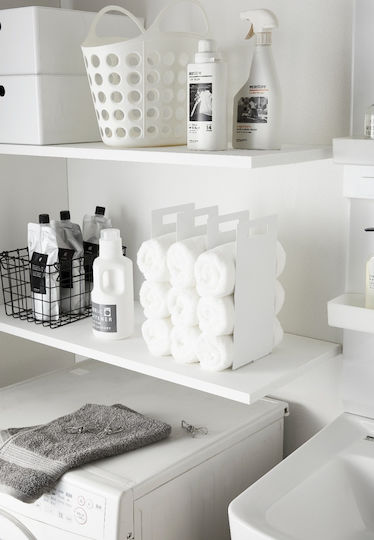 Yamazaki Organizers Πετσέτες Μπάνιου Μεταλλικά Λευκά Σετ 2 Τμχ Tower 14,5x14,5x30