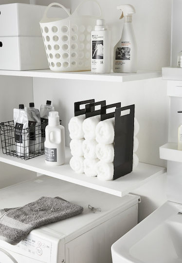 Yamazaki Organizers Πετσέτες Μπάνιου Μεταλλικά Μαύρα Σετ 2 Τμχ Tower 14,5x14,5x30
