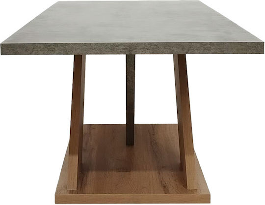 Masa De Cafea Centrală Rectangulară Solange Din Lemn Masiv Gri-Sonoma L110xL55xÎ47cm