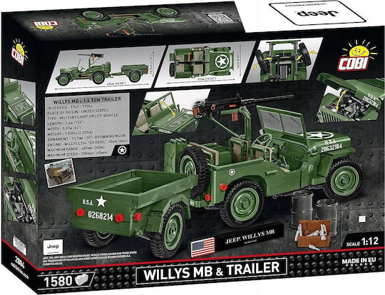 Cobi Building Blocks Willys MB Trailer Executive Edition for 7+ Years 1580 Pieces