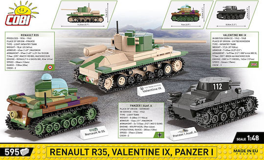 Cobi Building Blocks Renault R35 Valentine IX Panzer I for 7 Plus Years 595 Pieces