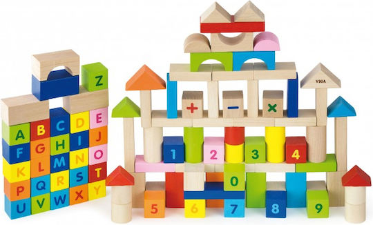 Viga Toys Bildung Bauklötze Hölzernes für 2+ Jahre 100 Stück