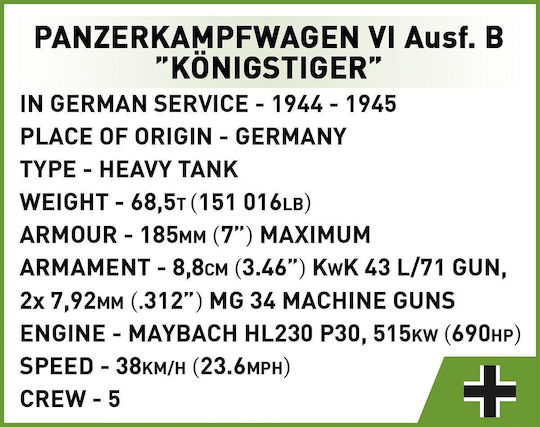 Cobi Cobi Panzer VI Ausf B King Tiger Bauklötze für 9+ Jahre 802 Stück