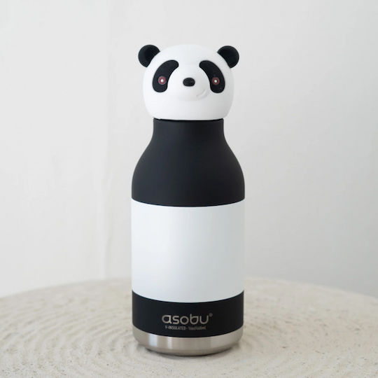 Asobu Kids Water Bottle Thermos Stainless Steel with Straw Panda 460ml