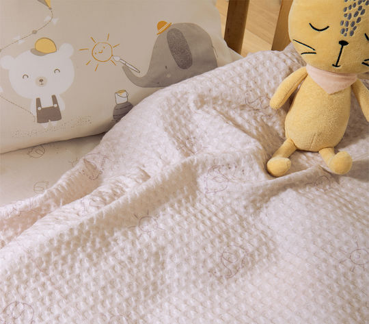 Nef-Nef Homeware Decke Kinderbett Happy Waffel Beige 110x150cm