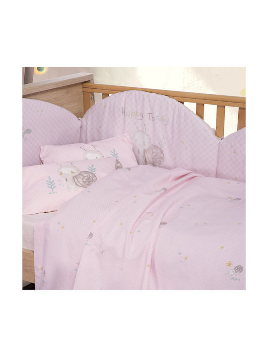 Nef-Nef Homeware Cute Snail Baby Sheets Set Crib Cotton Cute Snail - Pink Pink 120x170cm 3pcs