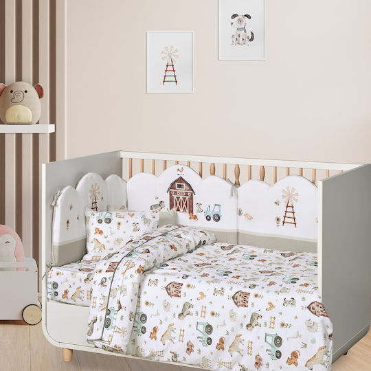 Das Home Baby Sheets Set Crib Cotton Coffee, Grey, White White 130x170cm 3pcs