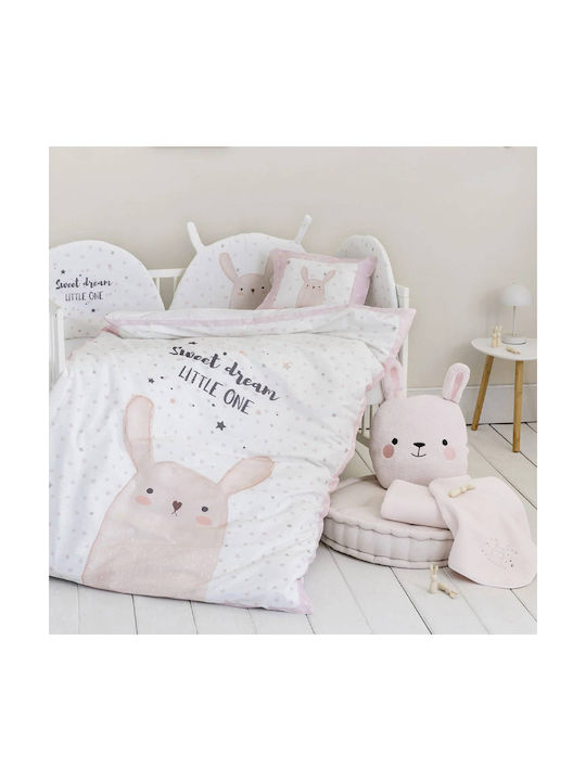 Nima Σετ με Λάστιχο Bunny Ροζ 70x140εκ.
