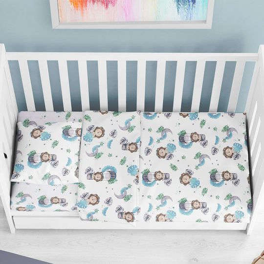 Dimcol Βρεφικό Σεντόνι Λίκνου Βαμβακερό Sky Blue 80x110εκ.
