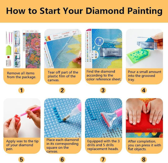 Colorful 5d Diamond Painting Set Abstract Flowers 30x40 Cm