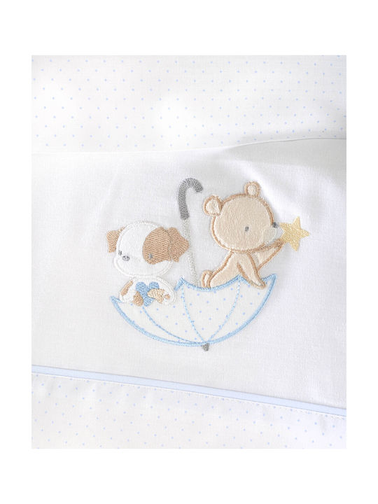 Rythmos Umbrella Flight Baby Sheets Set Crib Flannel Sky Blue Light Blue 100x160cm 3pcs