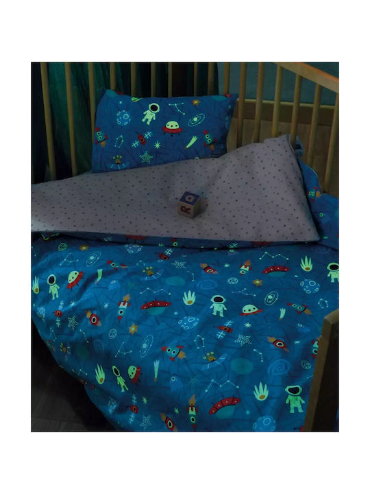 Kentia Comet Baby Sheets Set Cradle Cotton Blue-multi Blue 60x120cm 2pcs