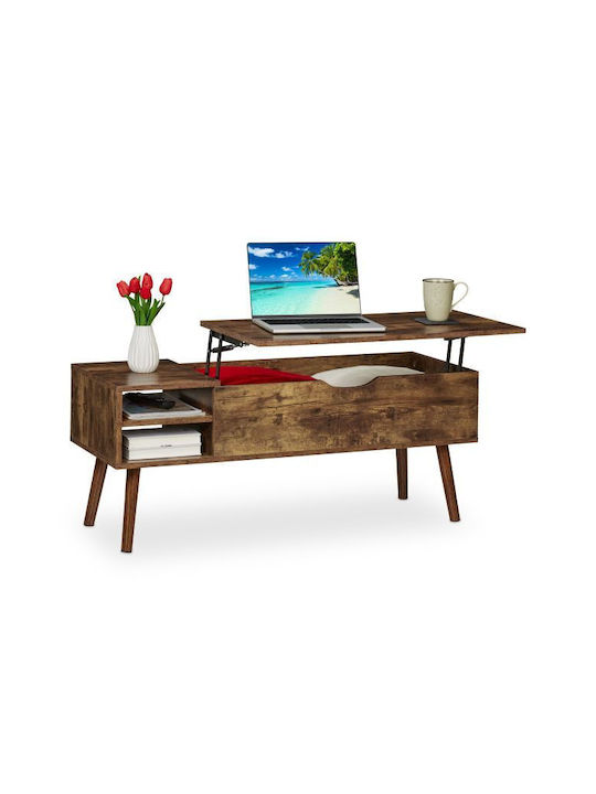 Măsuță Centrală Rectangulară Din Lemn Cu Mecanism De Ridicare Maro L108xL40xÎ45cm