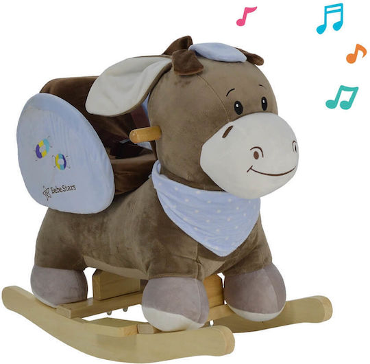 Bebe Stars Fabric Rocking Toy Donkey for 7+ months with Sounds Brown