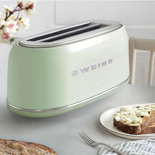 Sweiss Retro Toaster 2 Slots 1500W Pastel Green