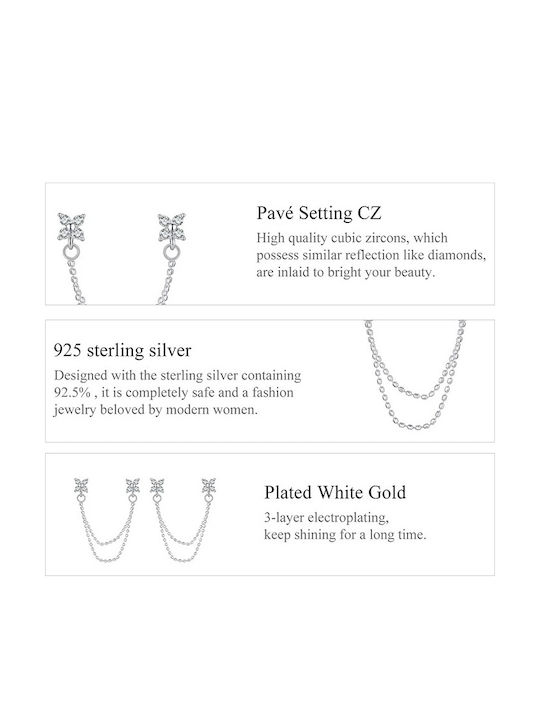 Bamoer Earrings made of Silver Gold Plated with Stones