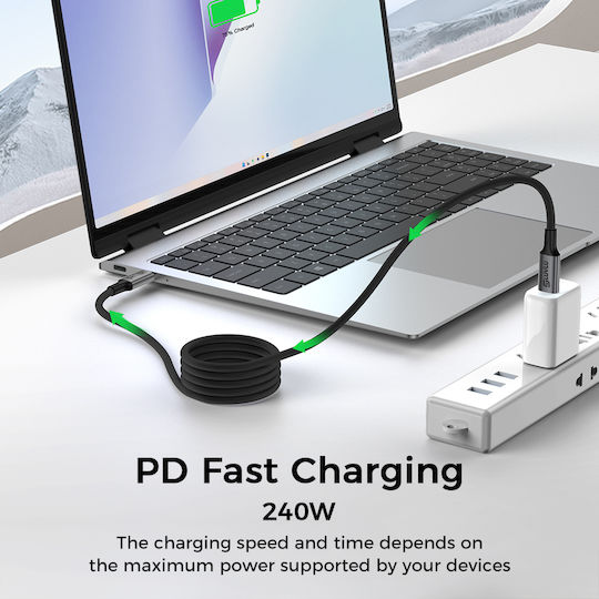Cablu Luvlu Usb C 4.0 Usb C-C 8k@60hz 4k@144hz Pd 240w Încărcare Super Rapidă Design Magnetic Inteligent Transfer Date 40gbps Compatibil Thunderbolt 4 Cablu Încărcare Super Rapidă Iphone 16 Pro Max Galaxy S25 S24 Lungime 150cm