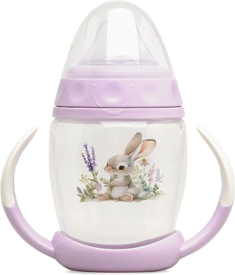 Kiokids Lavender Bunny Εκπαιδευτικό Μπιμπερό Πλαστικό με Λαβές Λιλά για 6m+ 270ml
