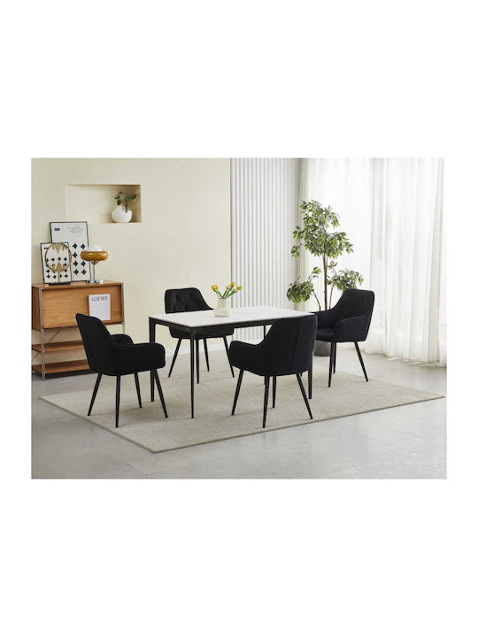 Scaune Bucătărie Catifelate Negre 1buc 56x62x83.5buc