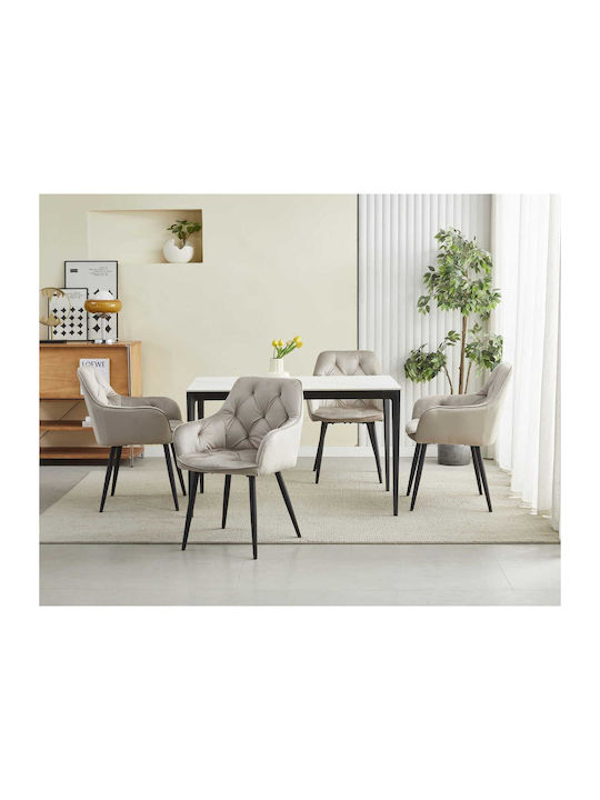 Scaune Bucătărie Catifelate Dark Beige And Black 1buc 56x62x83.5buc
