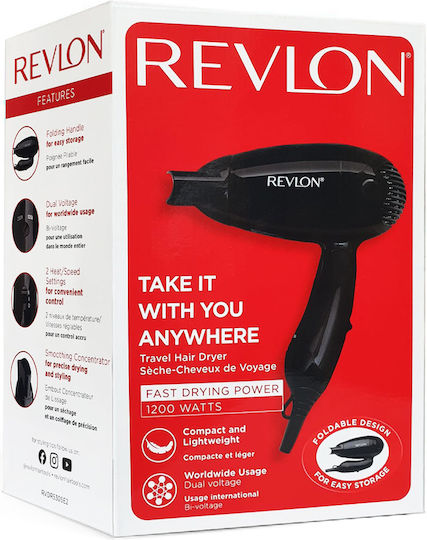 Uscător de păr de călătorie Revlon Rvdr5305e2 2 viteze 2 setări de căldură Negru