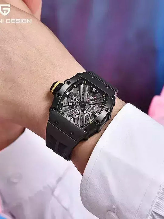 Pagani Design Herrenuhr Chronograph Batterie mit Schwarz Metallarmband