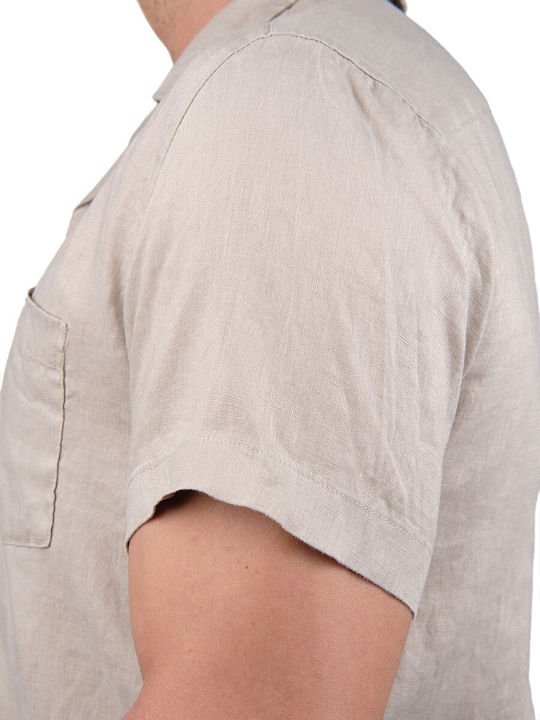 Short-sleeved Linen Shirt Beige