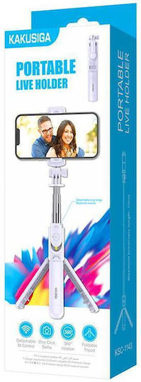 Kakusiga Selfie Stick Trepied Pentru Telefon Mobil Bluetooth Alb