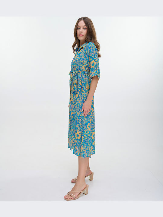 Ble Resort Collection Damen Maxi Kaftan Strand Turquoise/Orange