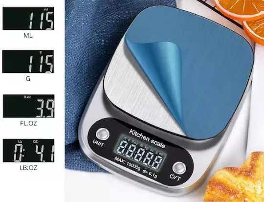 Digital Kitchen Scale Up To 10kg Silver