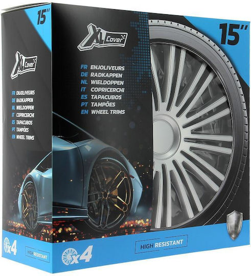 XL Abdeckung Auto Radkappen Set 4 Stück 15" Silber 550351