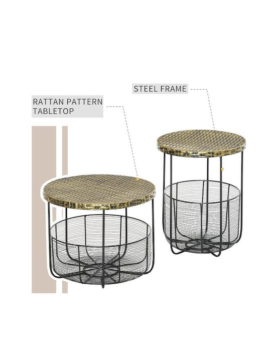 Masa pentru spații exterioare mici Rattan cu schelet metalic Negru 46x46x35.5buc