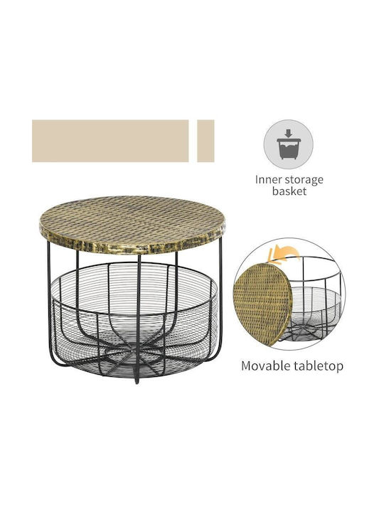 Masa pentru spații exterioare mici Rattan cu schelet metalic Negru 46x46x35.5buc