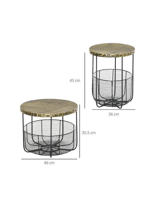 Masa pentru spații exterioare mici Rattan cu schelet metalic Negru 46x46x35.5buc