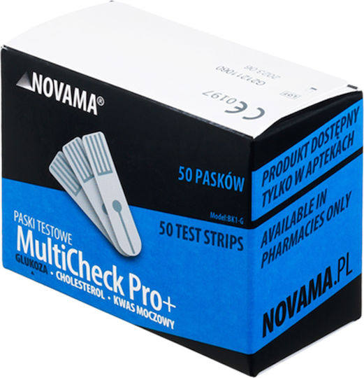 Pachet Dispozitiv 3 În 1 Măsurare Glucoză Colesterol Acid Uric Novama Multicheck Pro + Teste Glicemie Cutie 50 Teste