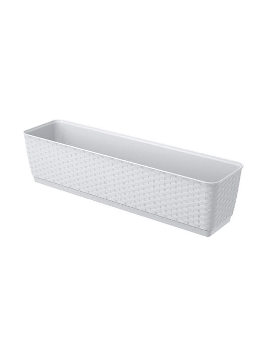 Set 4 Ghivece Decorative Mercaton Imitatie Ratan Alb 59x15.4x14.2 Cm