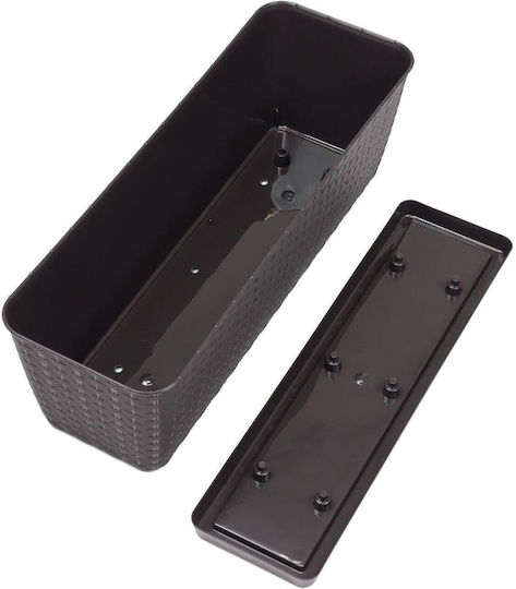 Set 4 Decorative Planters Mercaton Imitation Rattan Brown 49.2x17.2x17.4 Cm