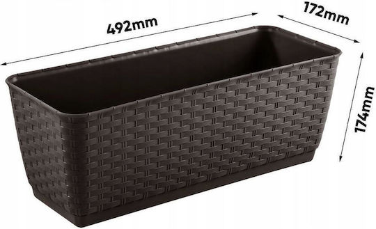 Set 4 Decorative Planters Mercaton Imitation Rattan Brown 49.2x17.2x17.4 Cm