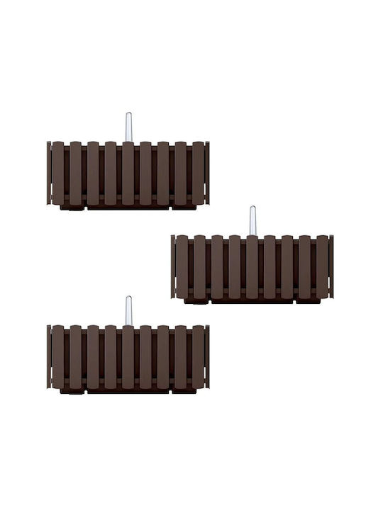 Set 3 Ghivece Decorative Suport Metalic Sistem de Irigare Maro 38x18x16.2 Cm Boardee Fencycase W