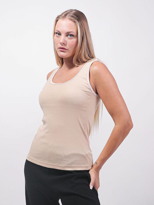 Women's Cotton T-Shirt with Spaghetti Strap Beige